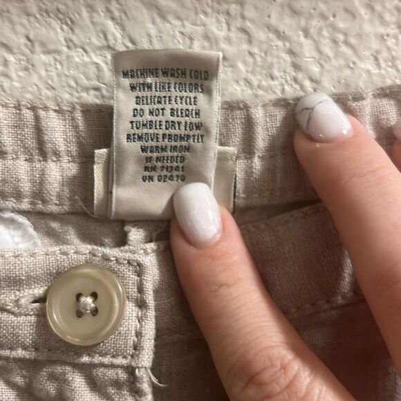 ✨L.L. bean Linen Cropped Sz 12R Beige Pants✨ - Picture 7 of 7